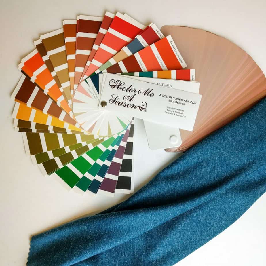 Color Fan, Skin tone fan and blue drape