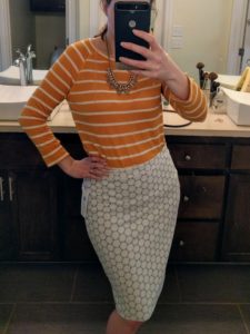 Arnold Raglan Knit Top and Leota Tabitha Skirt