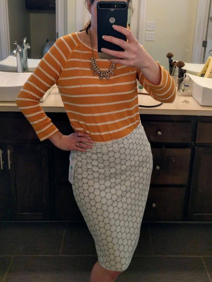 Arnold Raglan Knit Top and Leota Tabitha Skirt