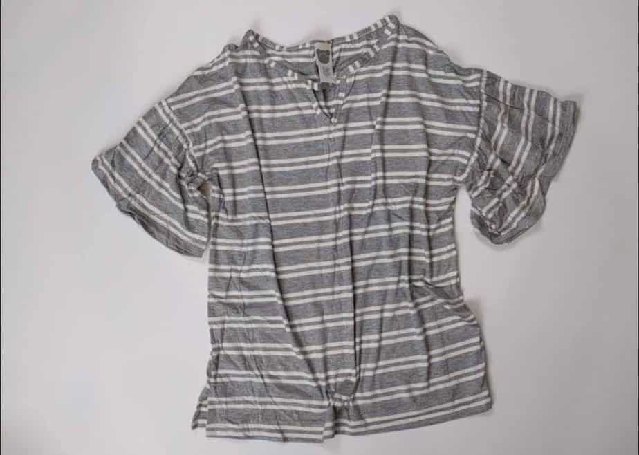 Gray striped tee with fun sleeves