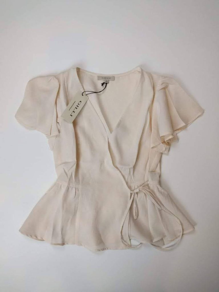 Flutter sleeve peplum wrap top