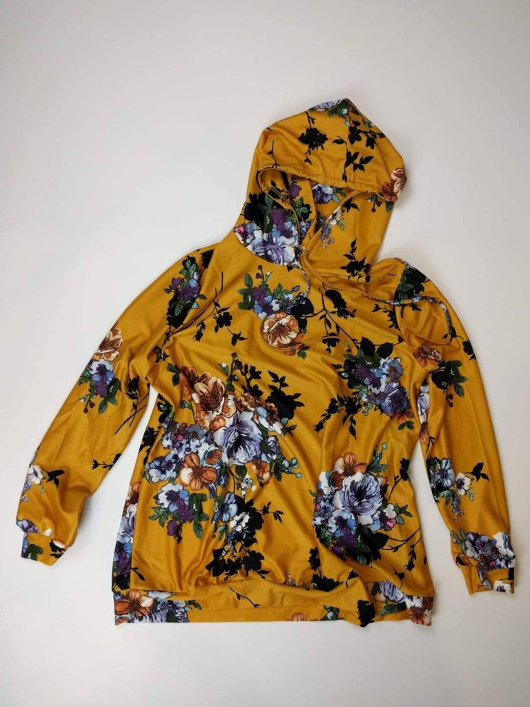 yellow floral hoodie